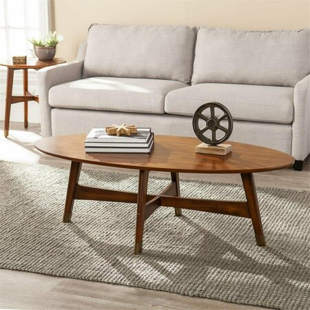 HOMEROOTS 52 in. Solid Wood & Metal Rectangular Coffee Table Brown 402179